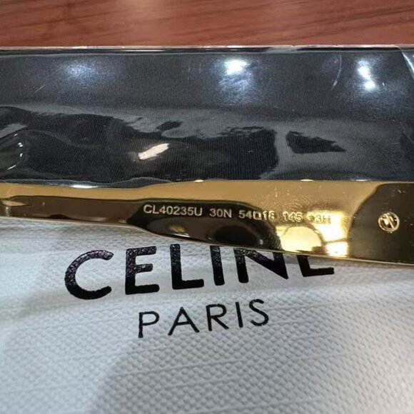 Celine Triomphe Metal CL40235U 30N Oval Sunglasses in Gold with Green Lenses - Picture 7 of 8